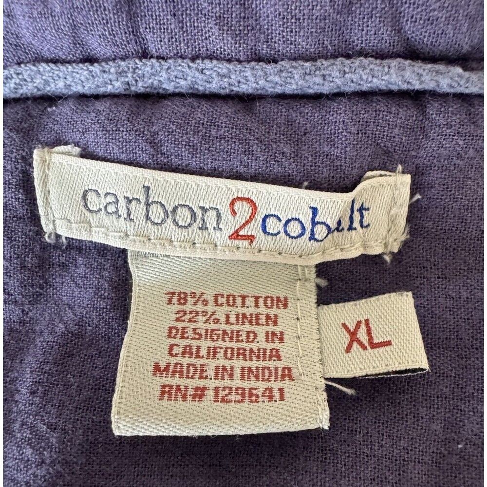 Carbon 2 Cobalt Linen Blend Mens Plaid Button Up Shirt XL - Picture 4 of 7